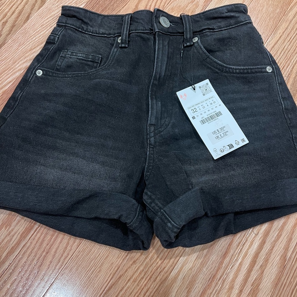 Zara High-Waist Black Denim Women's Shorts